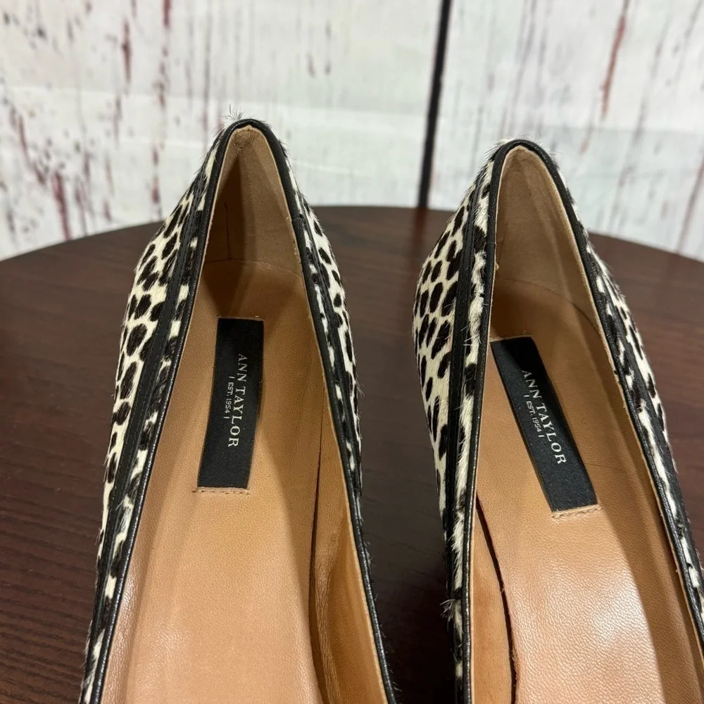 Ann Taylor leopard print Calf Hair, Calf Leather 3” heeled almond toe pumps 7.5 - Picture 9 of 14